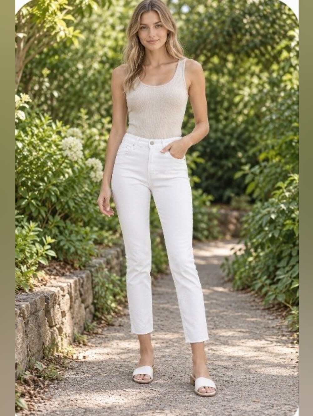 Free People White Ankle Length Raw Hem Skinny Jeans NWT Size 25 Casual School